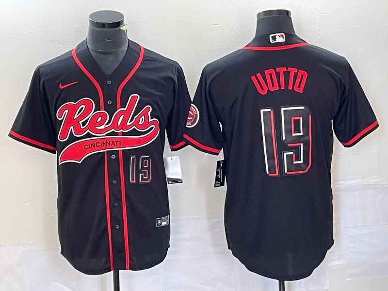 Men Cincinnati Reds #19 Uotto Black Co Branding Nike Game MLB Jersey style 3->cincinnati reds->MLB Jersey